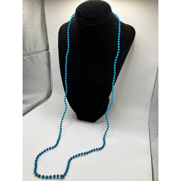 Vintage Turquoise Blue Mini Beaded 35.5 Inch Necklace! - Picture 3 of 5